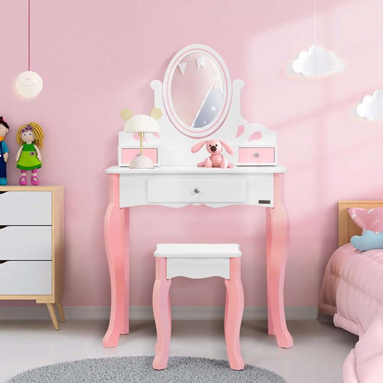 Childrens vanity mirror with cheap drawer